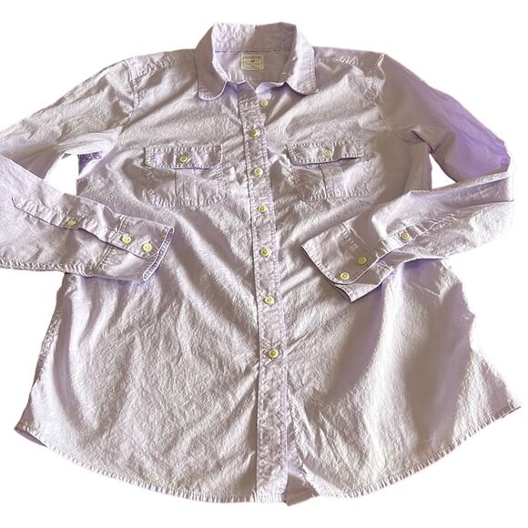 Gap Fitted Boyfriend Shirt Light Purple Woman Size Medium Button Front Collar - Picture 4 of 9
